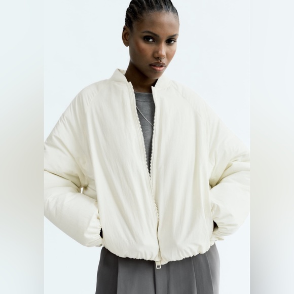 water repellent oversizes bomber jacket ecru - Picture 3 of 14